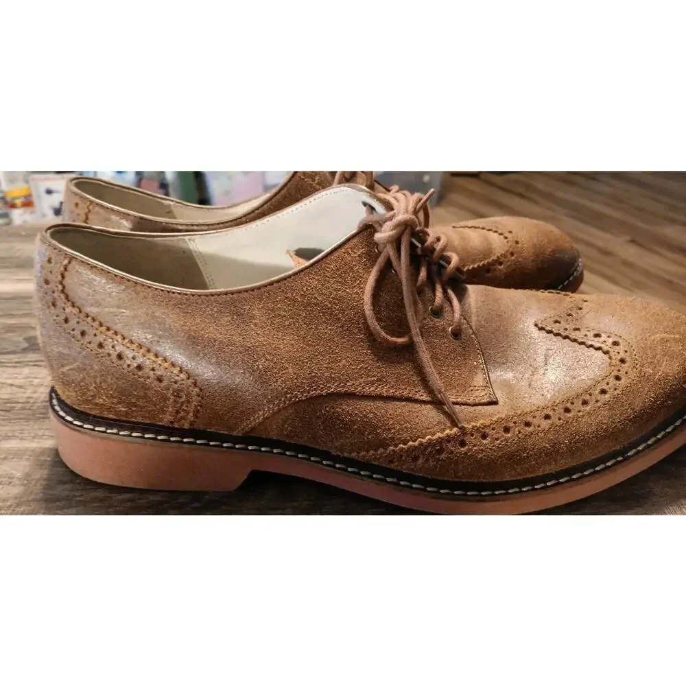 Cole Haan 5713141 Dress Wingtip Oxford Shoes Brown Tan Leather Men's Size 10.5W